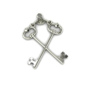 Crossed silver key pendant by MKM Jewelry